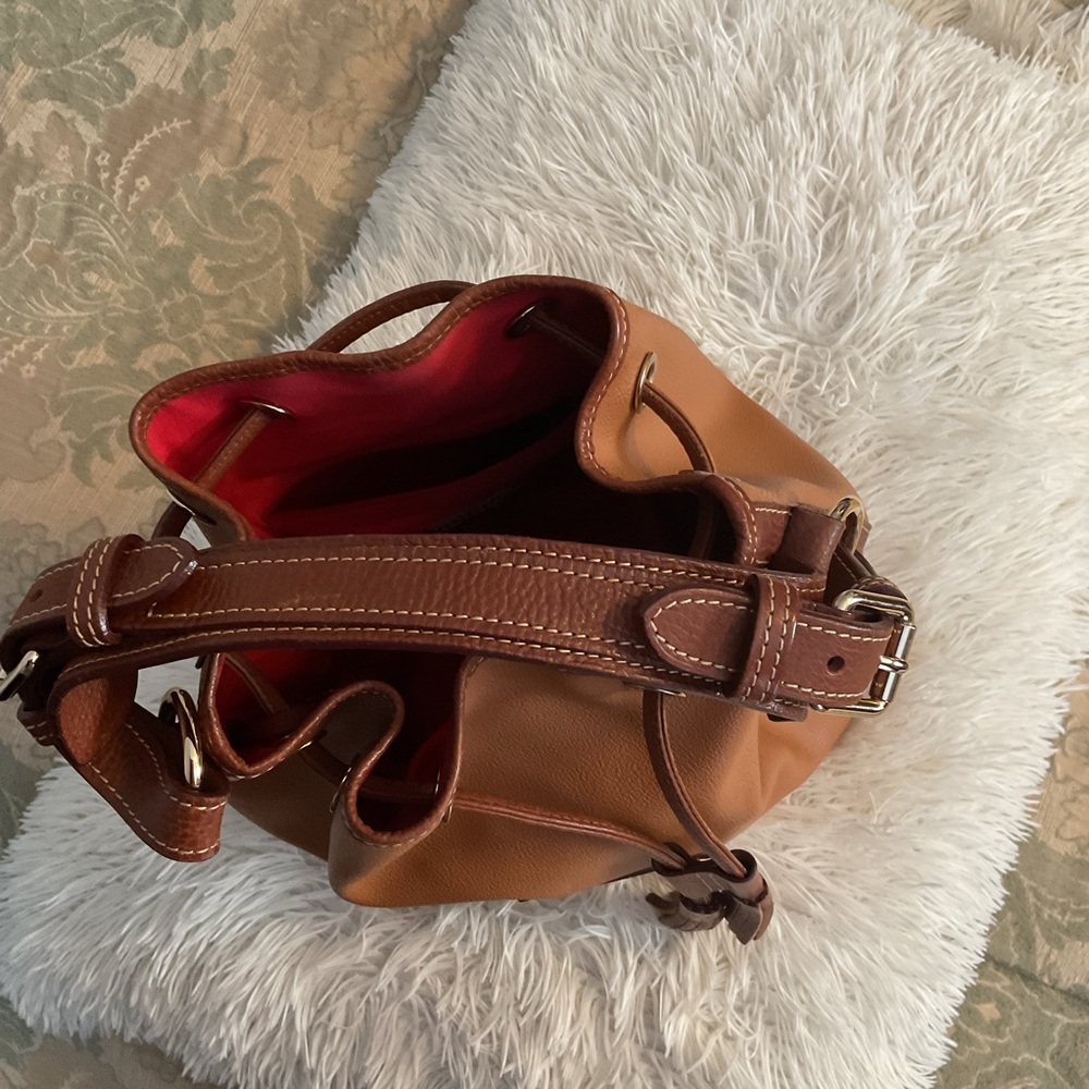 Dooney & Bourke 
Brown Leather Drawstring Bucket Bag - Picture 7 of 9